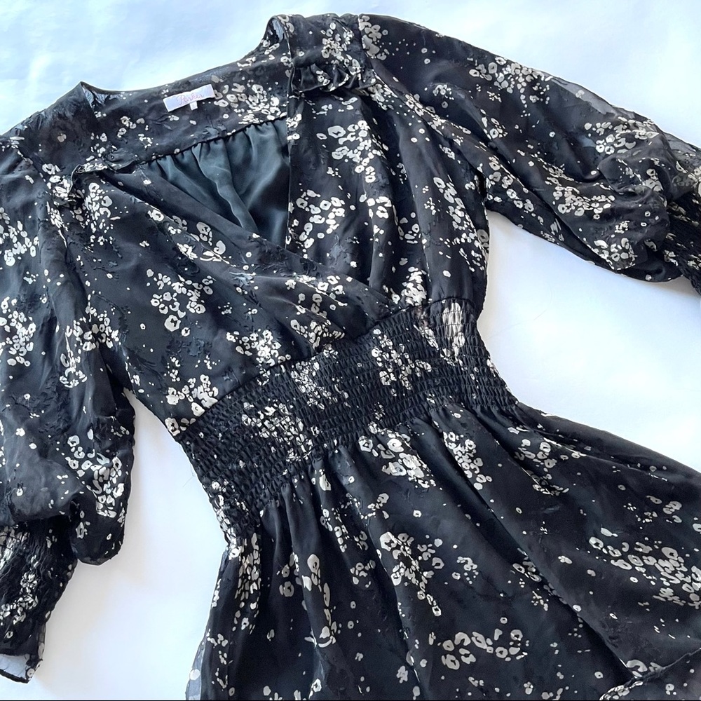 Parker black floral dress sz 2 (m10)